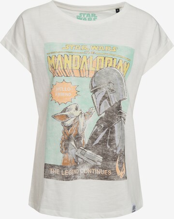 Recovered T-Shirt 'Star Wars The Mandalorian' in Beige: predná strana