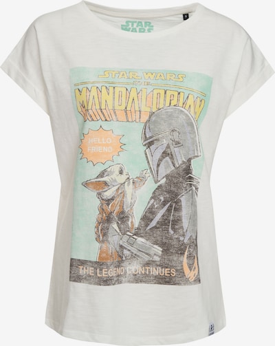 Recovered T-Shirt 'Star Wars The Mandalorian' in ecru / grau / mint / orange, Produktansicht