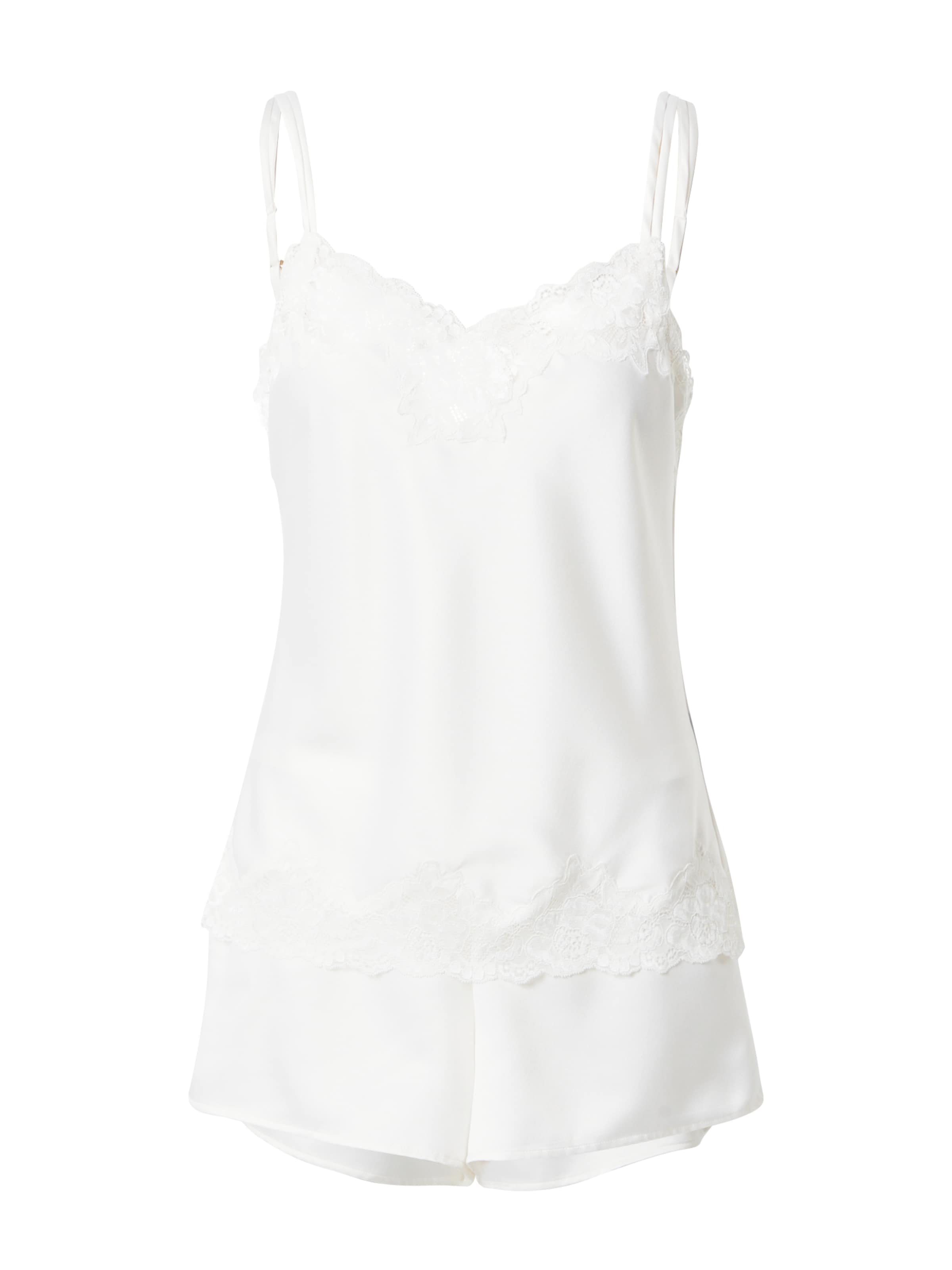 Lauren Ralph Lauren - Calções de pijama 'SIGNATURE' em branco: frente