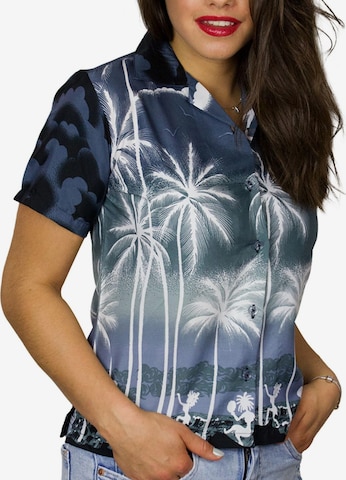 Camicia da donna 'Beach Negative' di King Kameha in nero: frontale