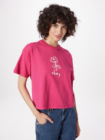 Obey Koszulka w kolorze różowy: przód