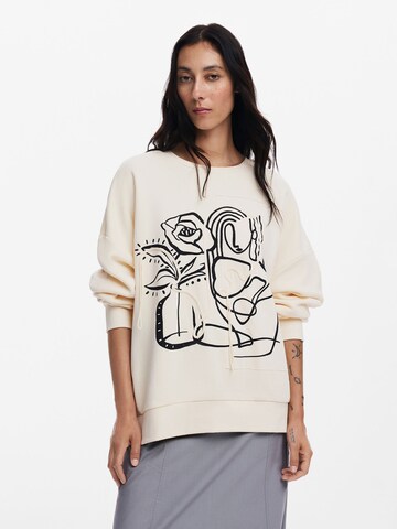 Sweat-shirt Desigual en blanc : devant