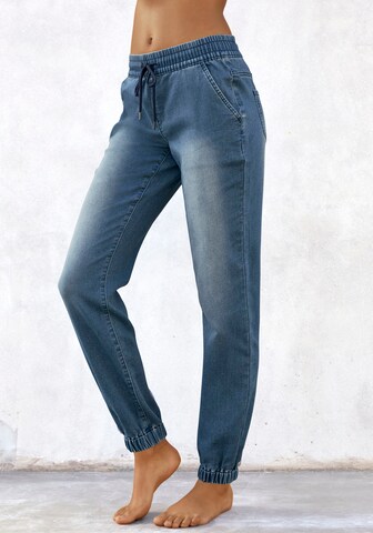 H.I.S Tapered Pants in Blue: front