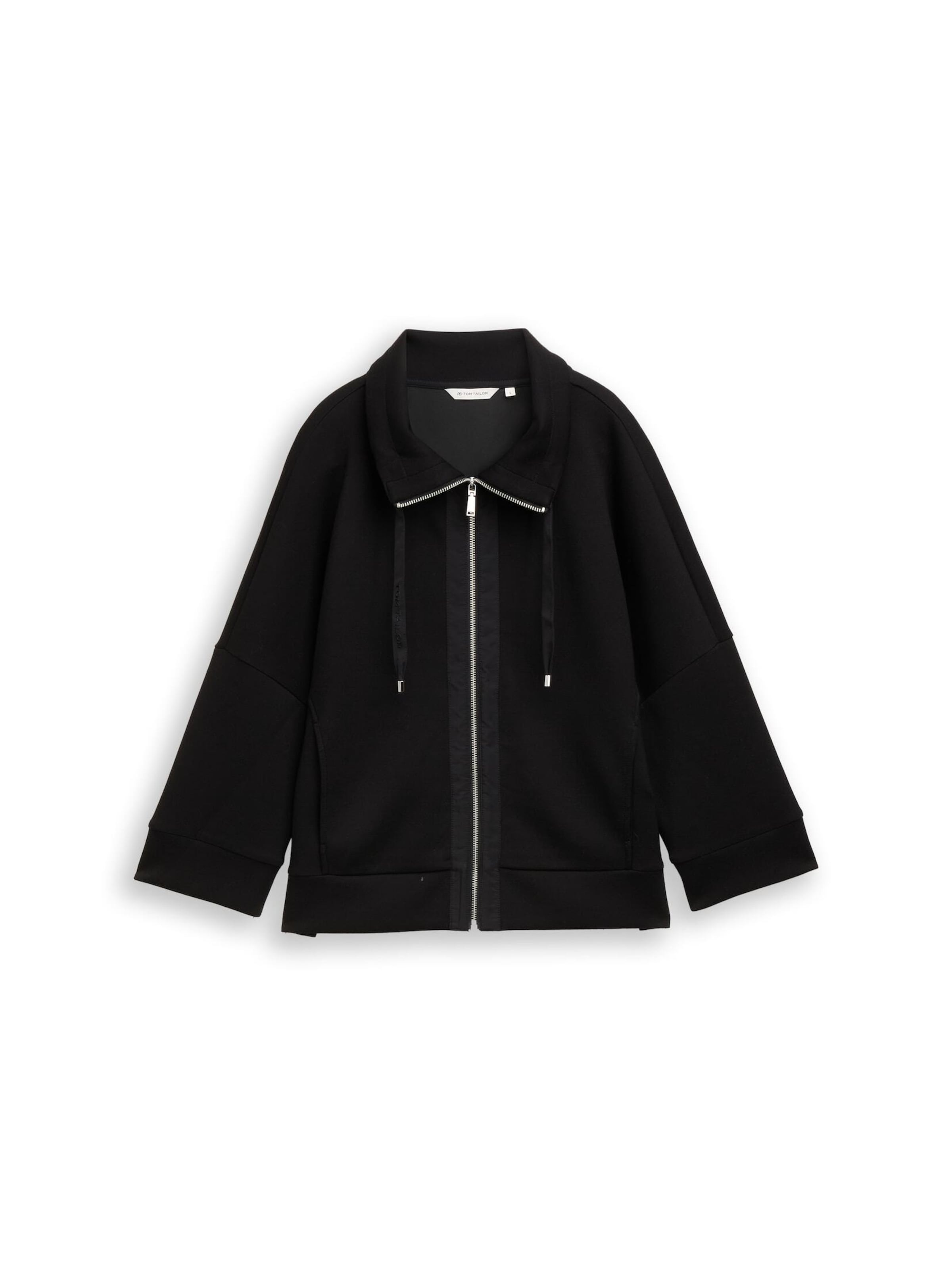 TOM TAILOR Sweatjacke in Schwarz: Vorderseite