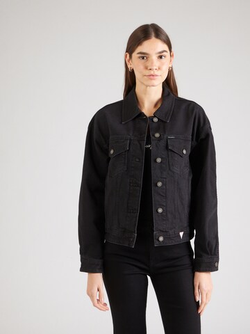GUESS JEANS Prehodna jakna | črna barva: sprednja stran
