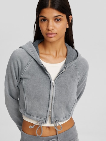 Bershka Zip-Up Hoodie in Grey