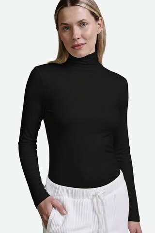 Cotton Candy Rollkragen-Langarmshirt in Schwarz: Vorderseite