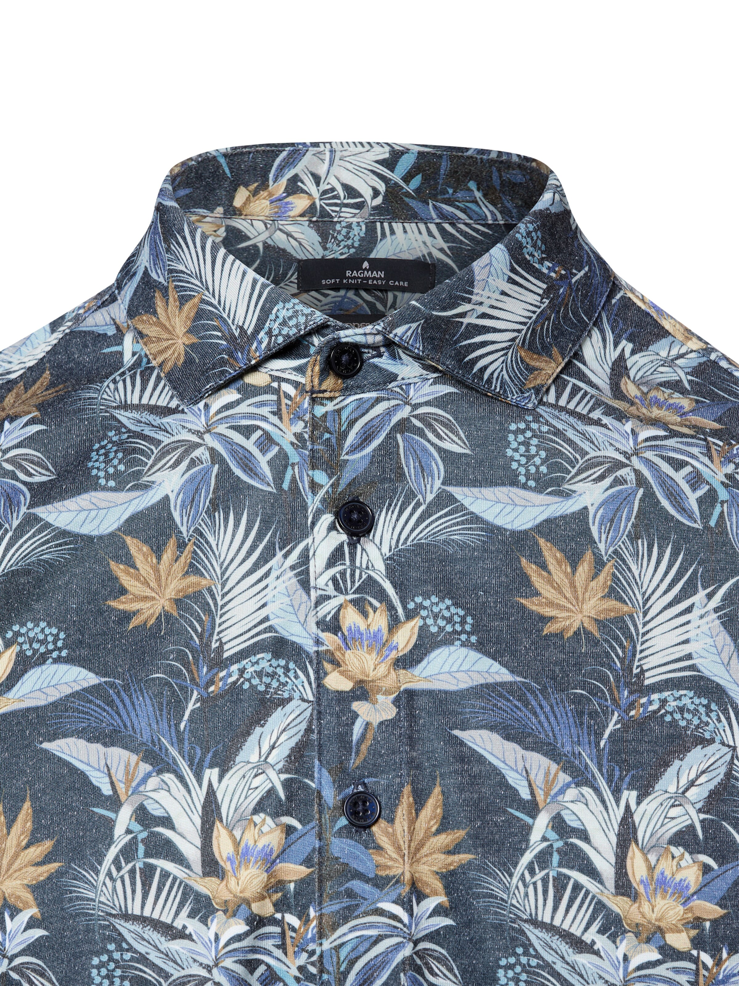 Ragman Regular fit Button Up Shirt in Blue