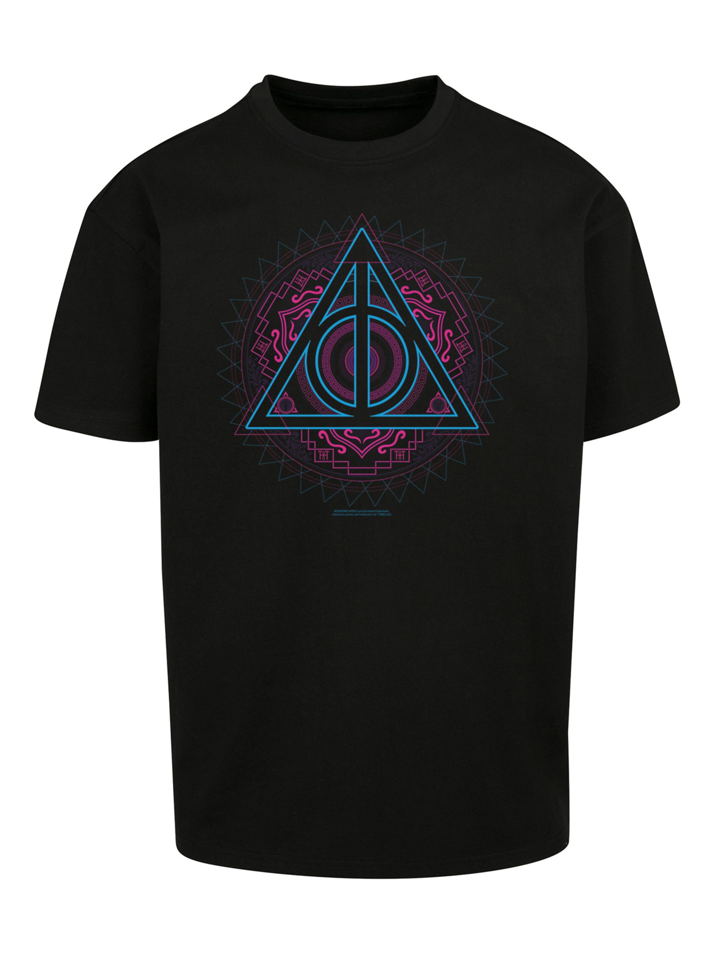 F4NT4STIC Shirt 'Harry Potter Neon Deathly' in Zwart: voorkant