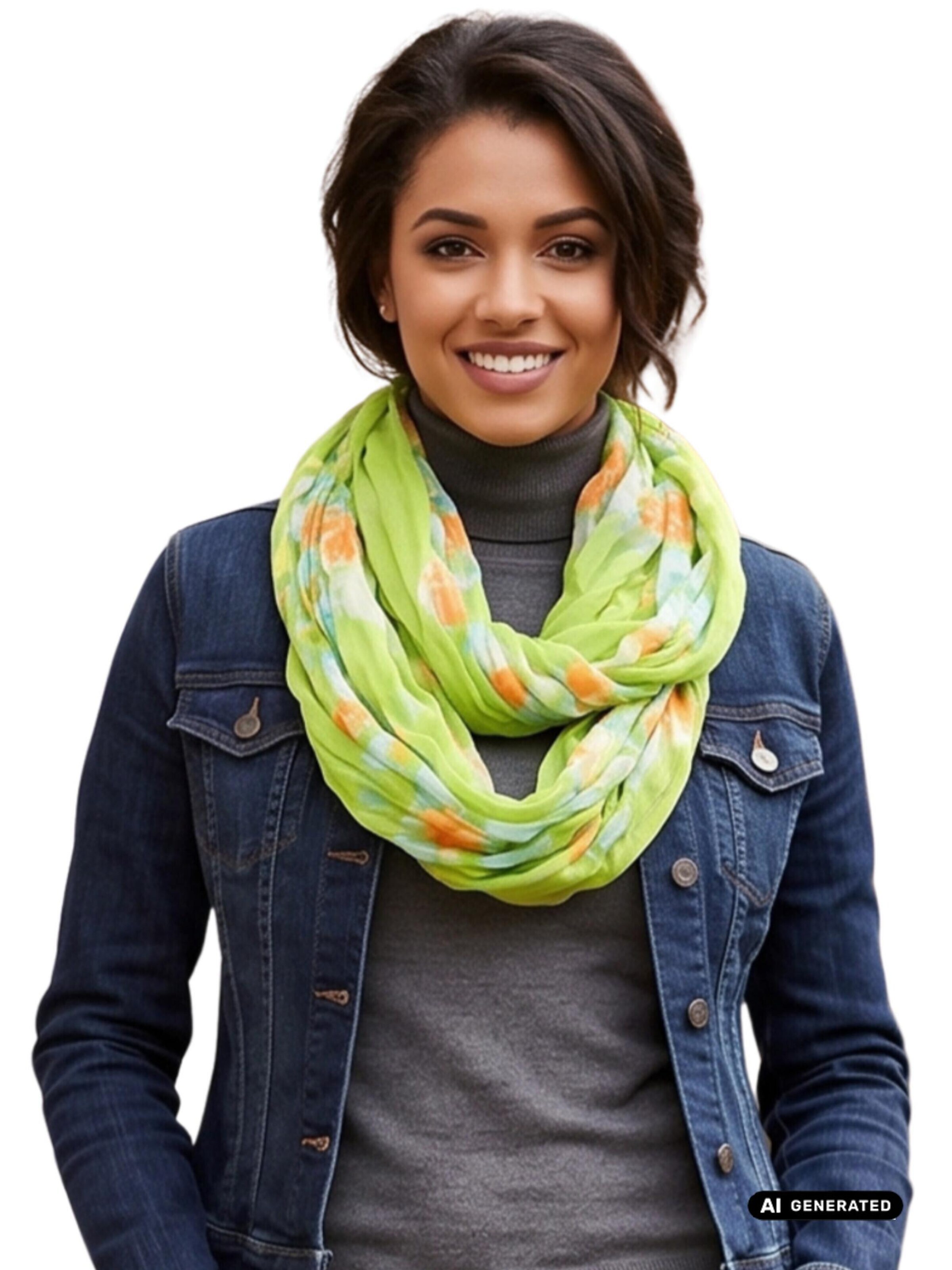AvaMia Tube Scarf 'Schlauschal Blume' in Green: front