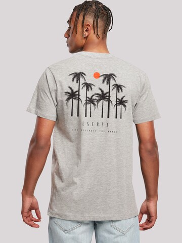 T-Shirt 'Escape Discover the World Palm Trees Black' F4NT4STIC en gris