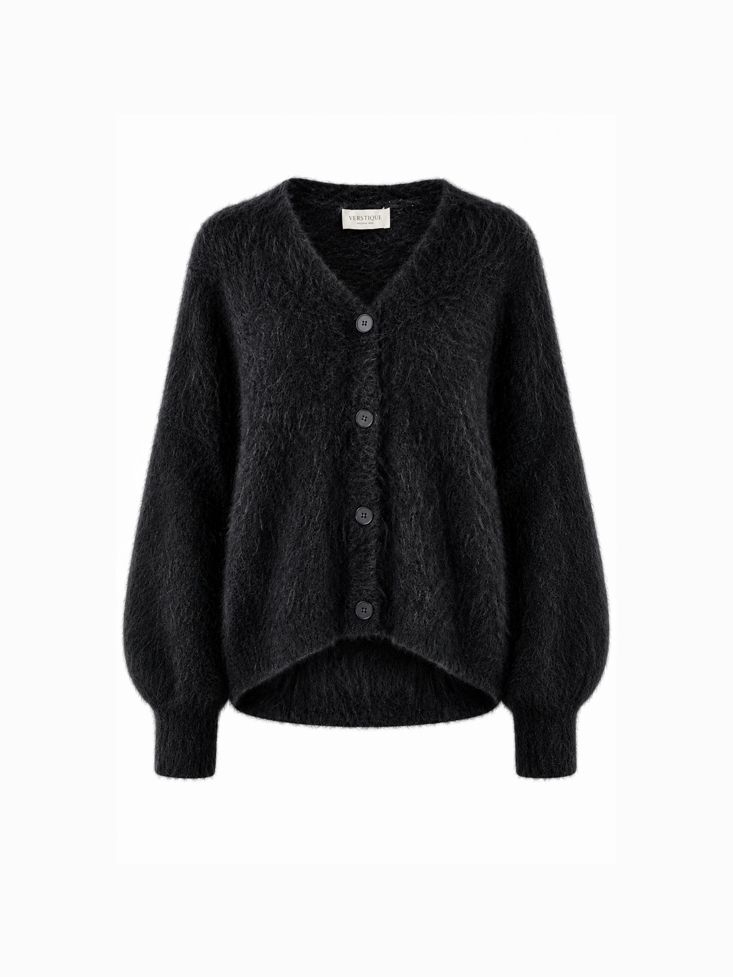 VERSTIQUE Knit Cardigan in Black: front