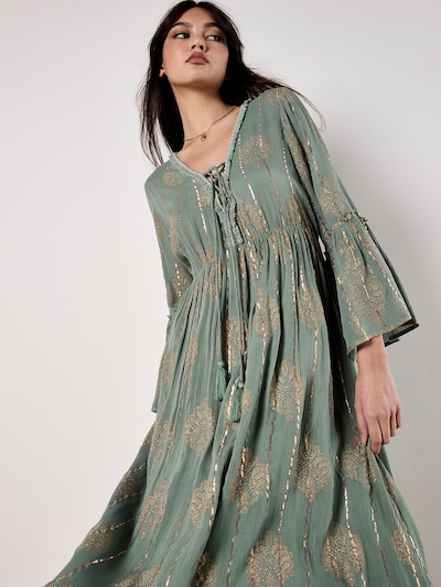 Apricot Kleid in gold / grün, Produktansicht