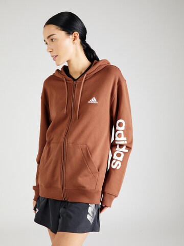 ADIDAS SPORTSWEAR Športová mikina so zipsom 'Essentials' - Hnedá: predná strana