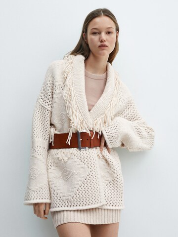 MANGO Knit Cardigan 'Calada' in Beige: front