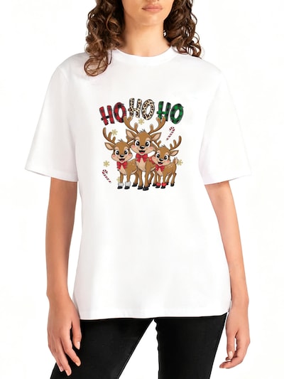 GORHEY Shirt 'Women's Festival Short-Sleeve Shirt with Christmas elk Print'‌‌‌‌ in weiß, Produktansicht