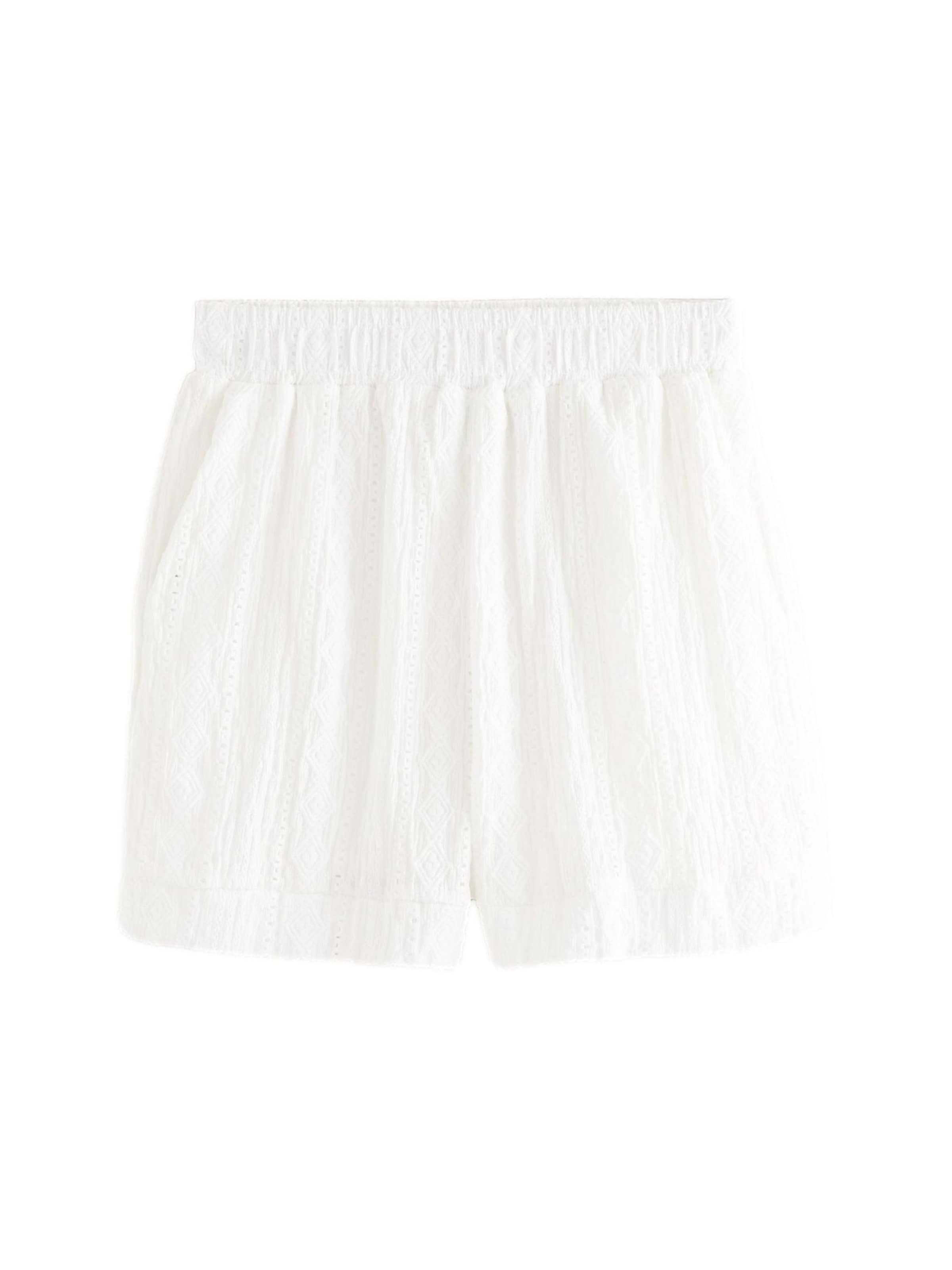 Next Normální Kalhoty 'Broderie Holiday' – bílá: přední strana