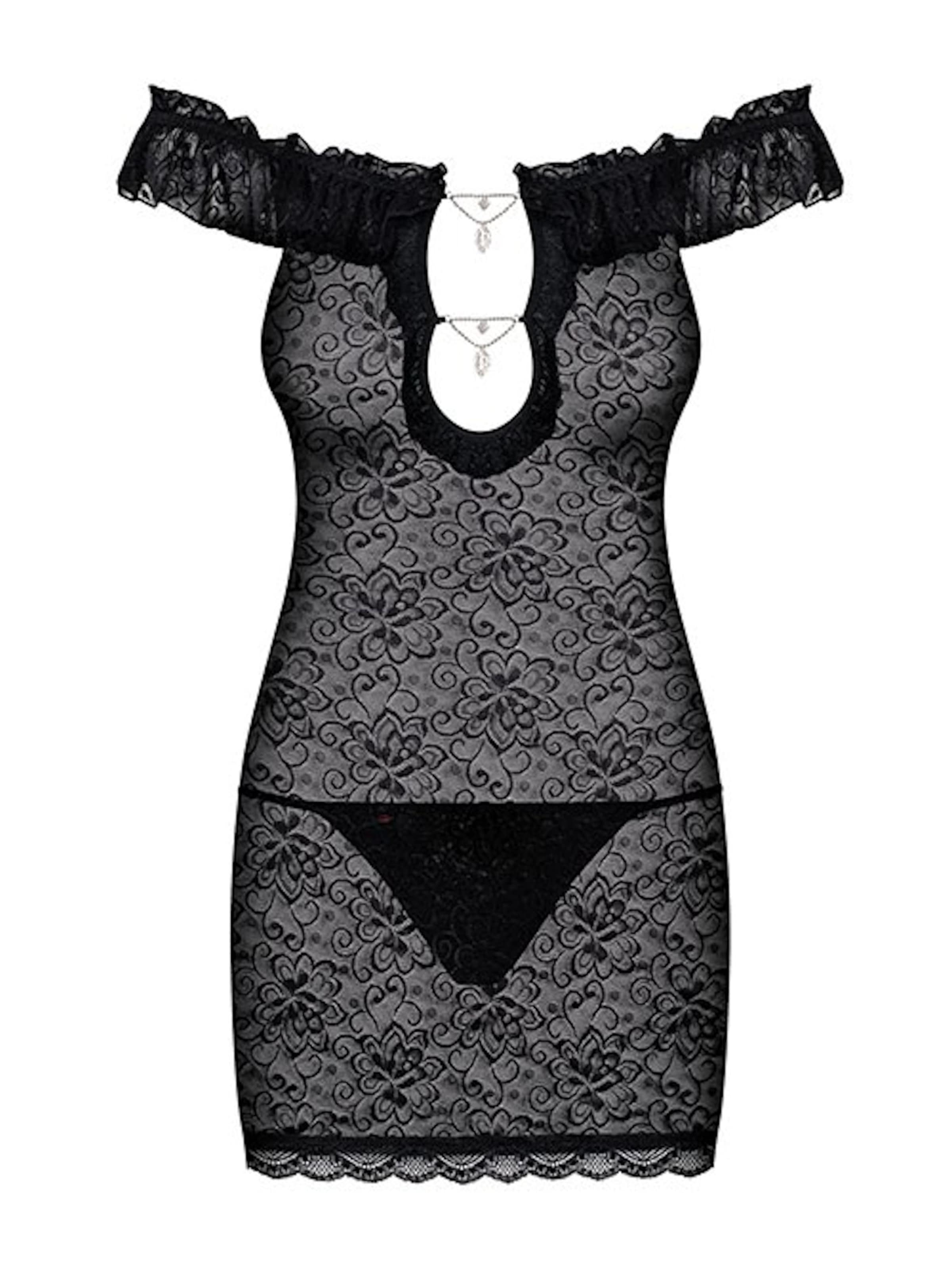 Obsessive Negligee 'Chemise Diamond' in Black: front