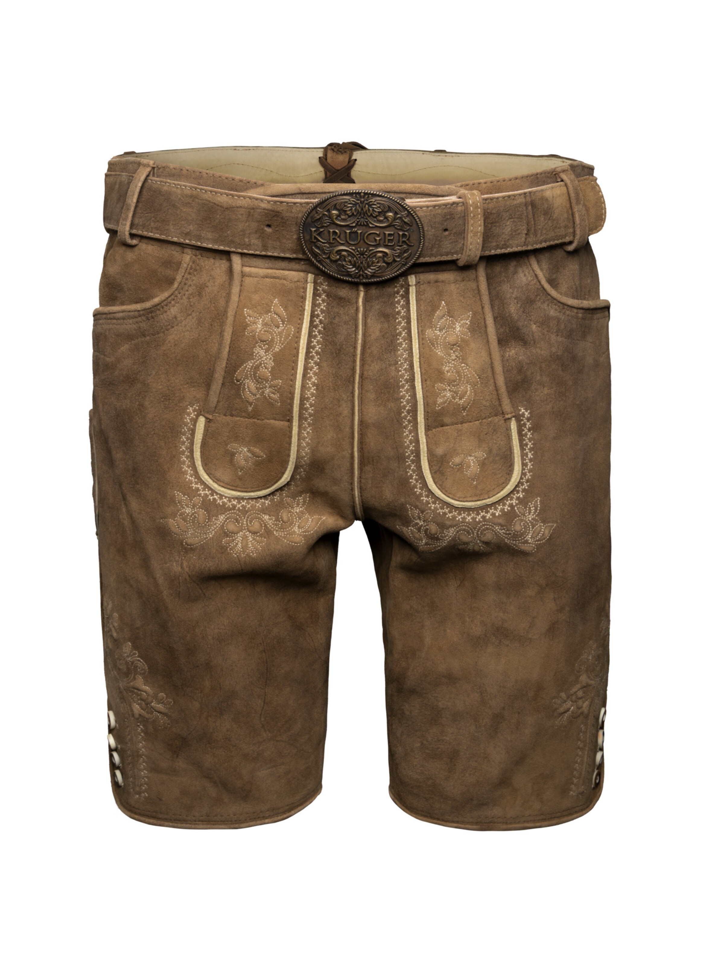 Krüger Buam Regular Traditional pants ' Roberto ' in Brown: front