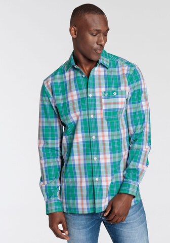 DELMAO Regular fit Business Shirt in Green: front