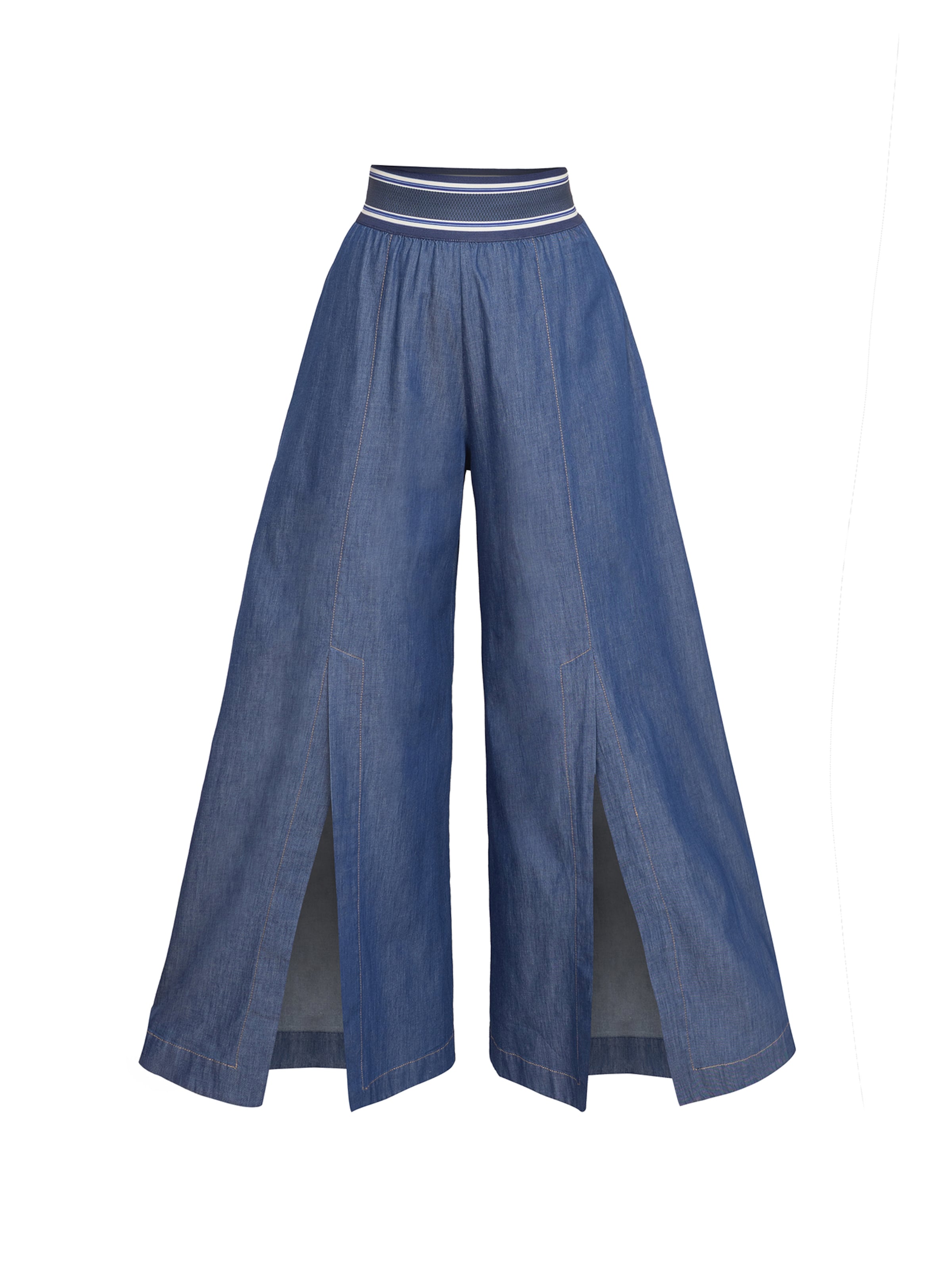 JIORO Wide leg Pants 'ESSENTIALS' in Blue: front