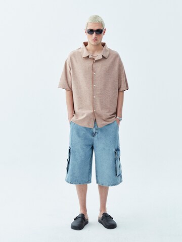 VAMOS CLO Comfort fit Button Up Shirt 'Minneapolis' in Brown