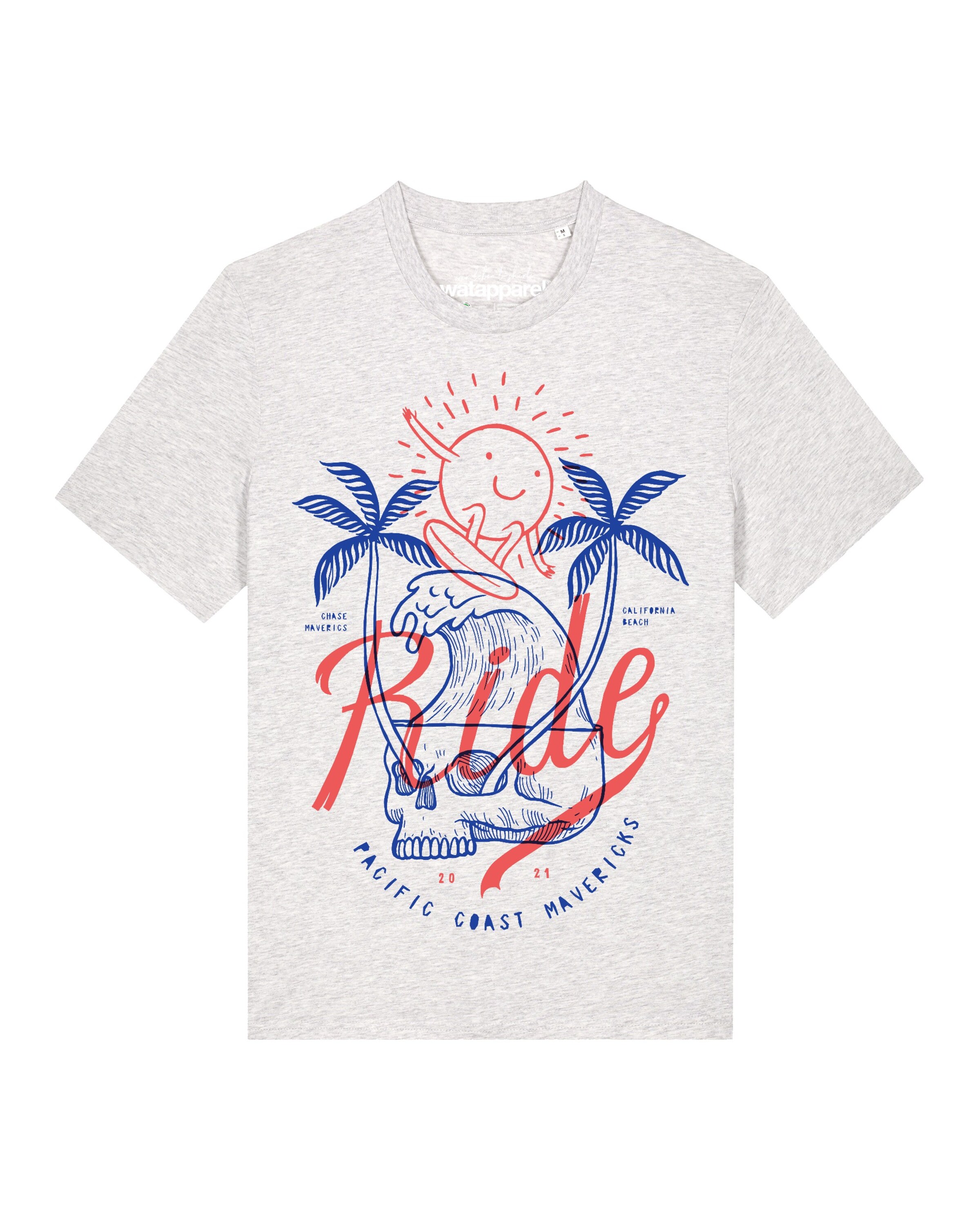 Watapparel Shirt 'Ride The Waves' in Grey: front