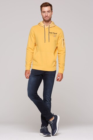 CAMP DAVID Hoodie im Materialmix mit Rücken-Print in Gelb
