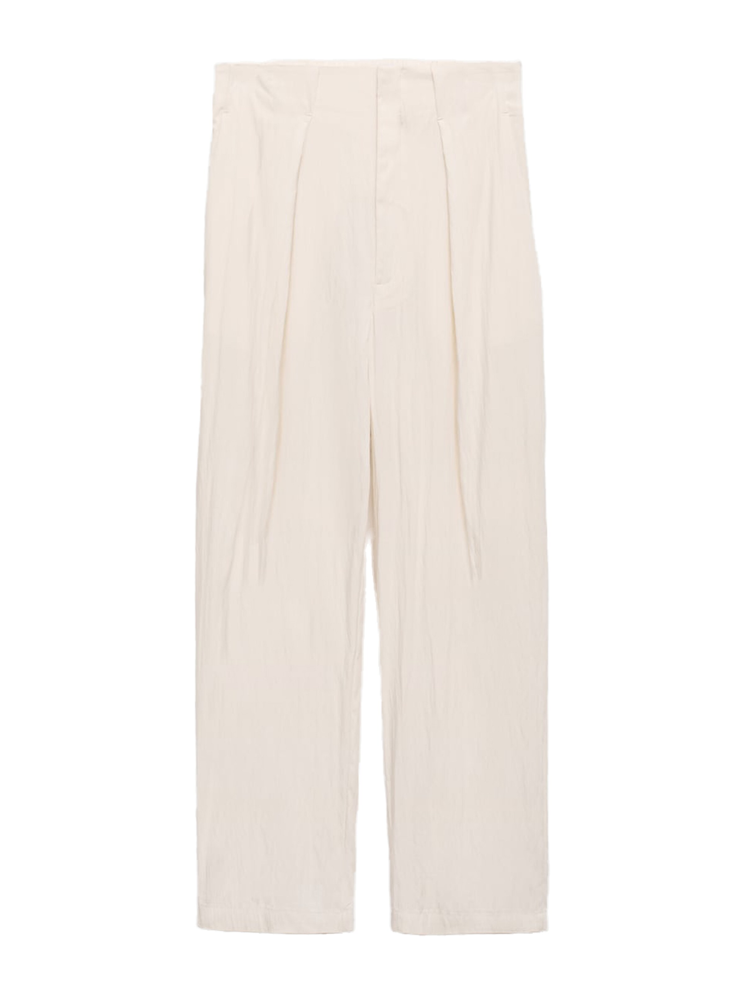 MANGO Loosefit Élére vasalt nadrágok 'PAPER-H' - fehér: elől