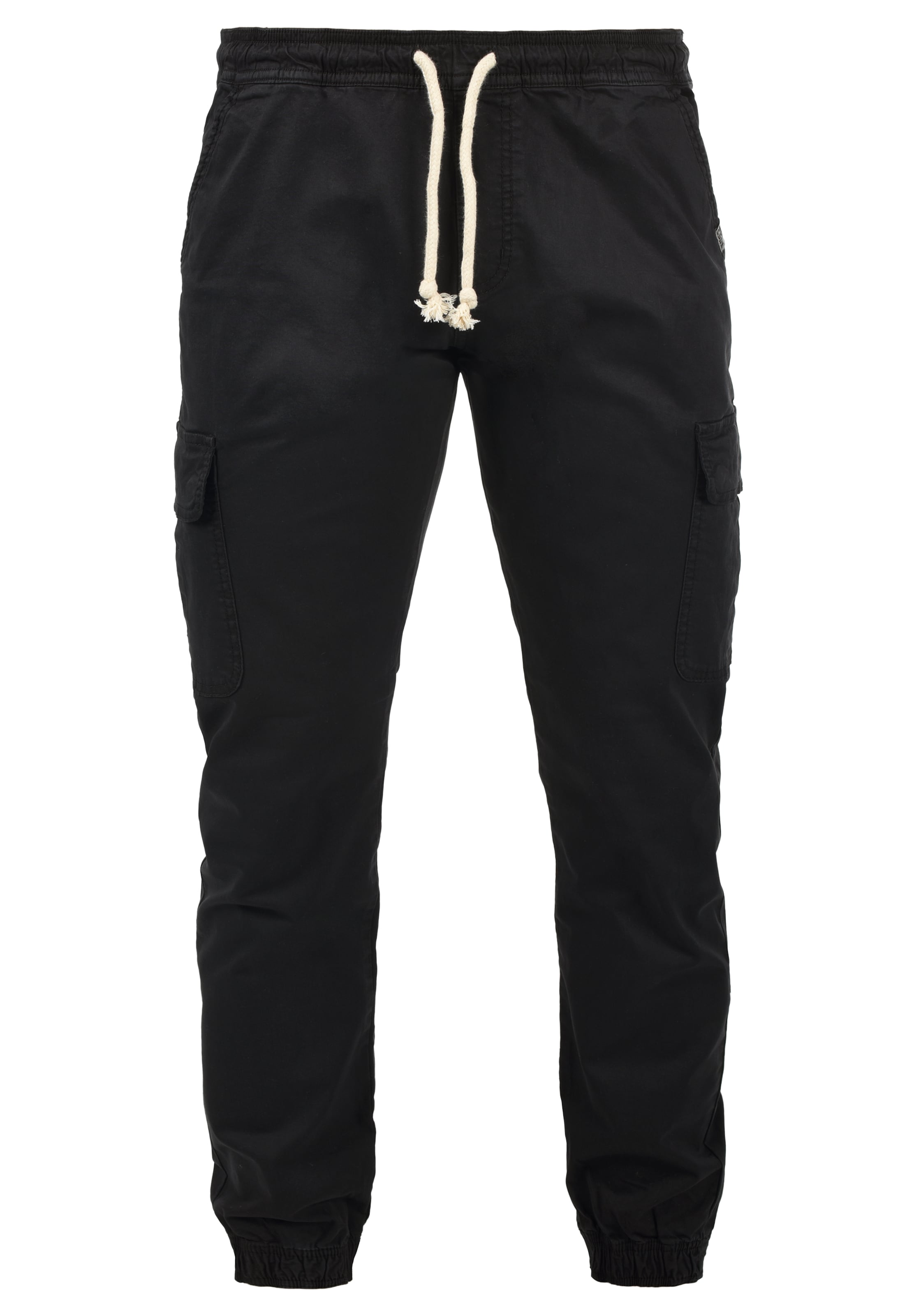 INDICODE JEANS Tapered Cargo Pants 'Abbal' in Black: front