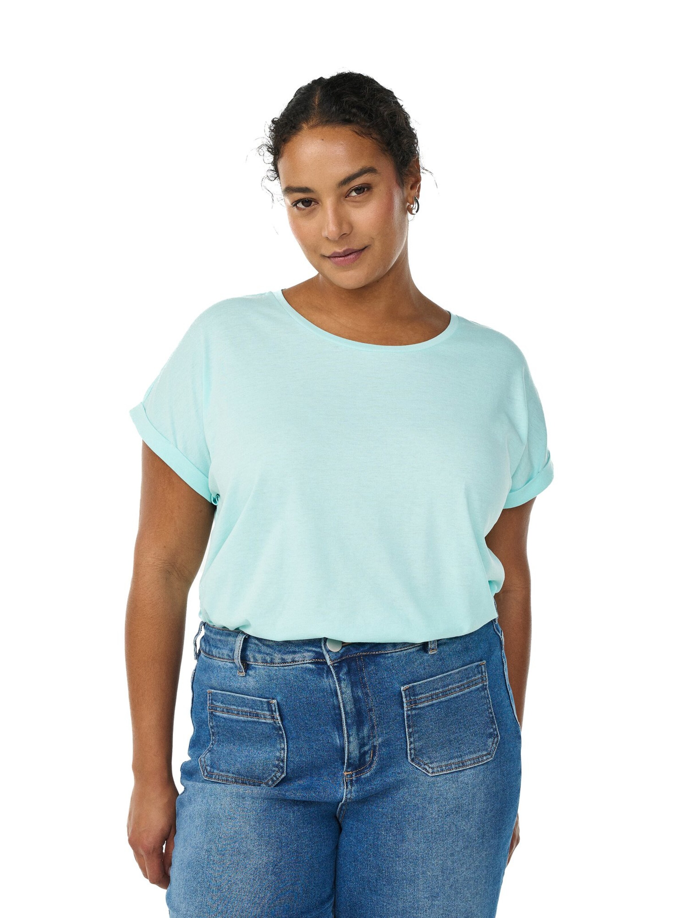 Zizzi Shirt 'MKatja' in Blauw: voorkant