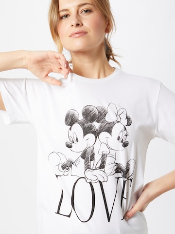 Maglietta 'Minnie Loves Mickey' di Merchcode in bianco