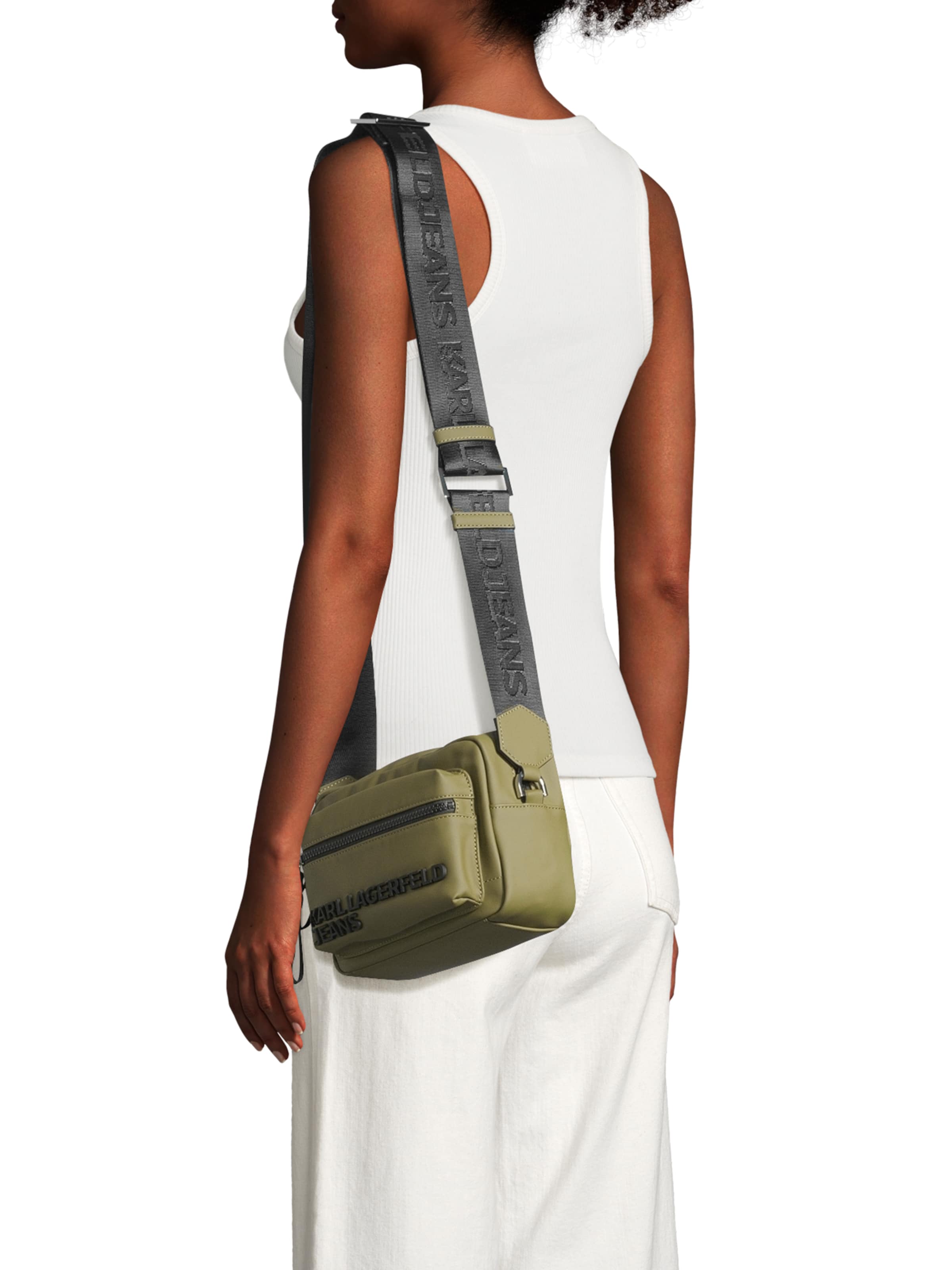 KARL LAGERFELD JEANS Torba za čez ramo 'UTILITY' | zelena barva