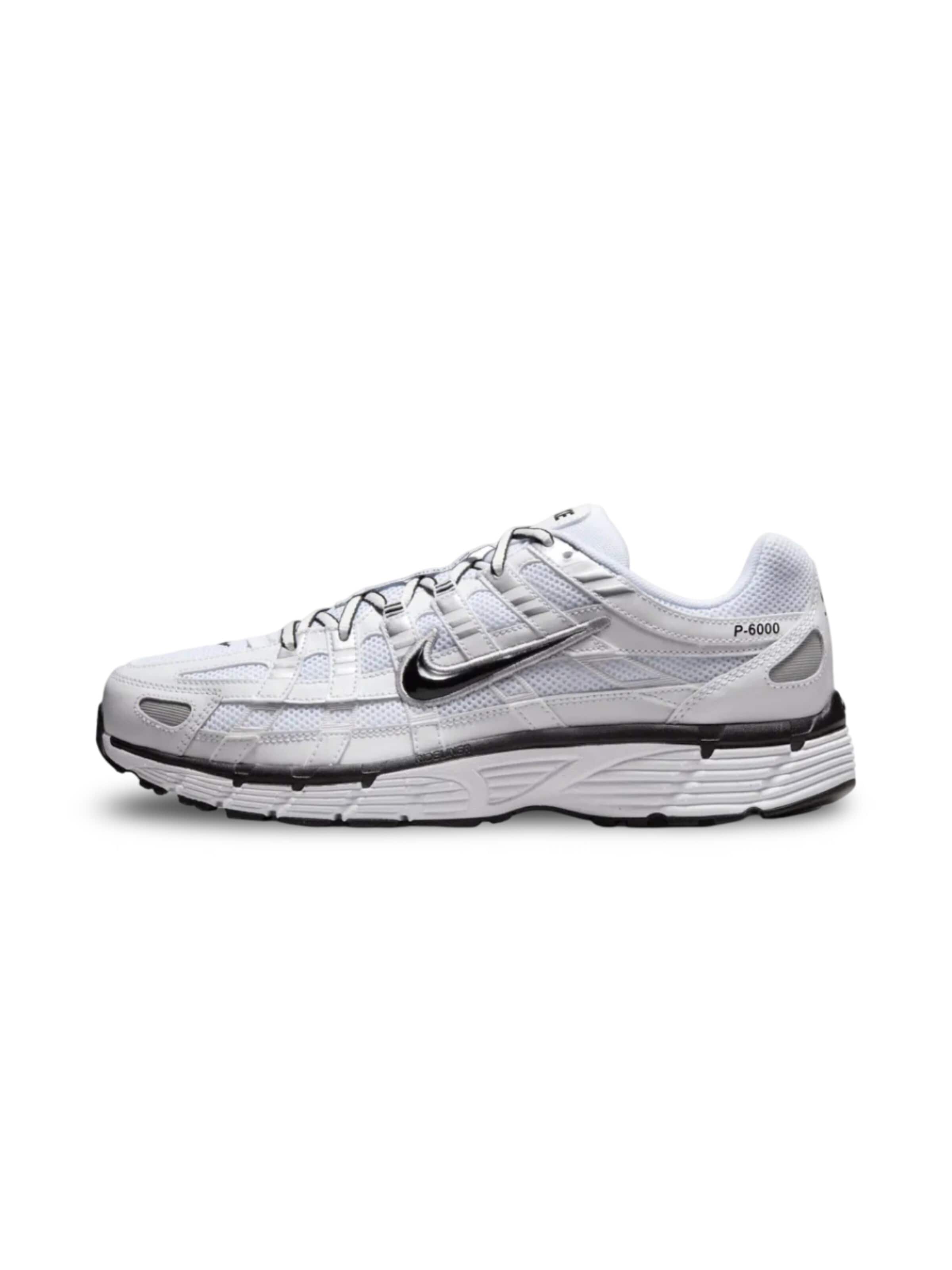 NIKE Sneakers 'Nike P-6000 White Metallic Silver Black' in Silver: front