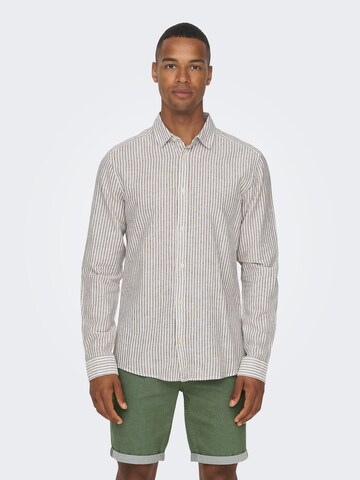 Only & Sons Regular fit Button Up Shirt 'CAIDEN' in Brown