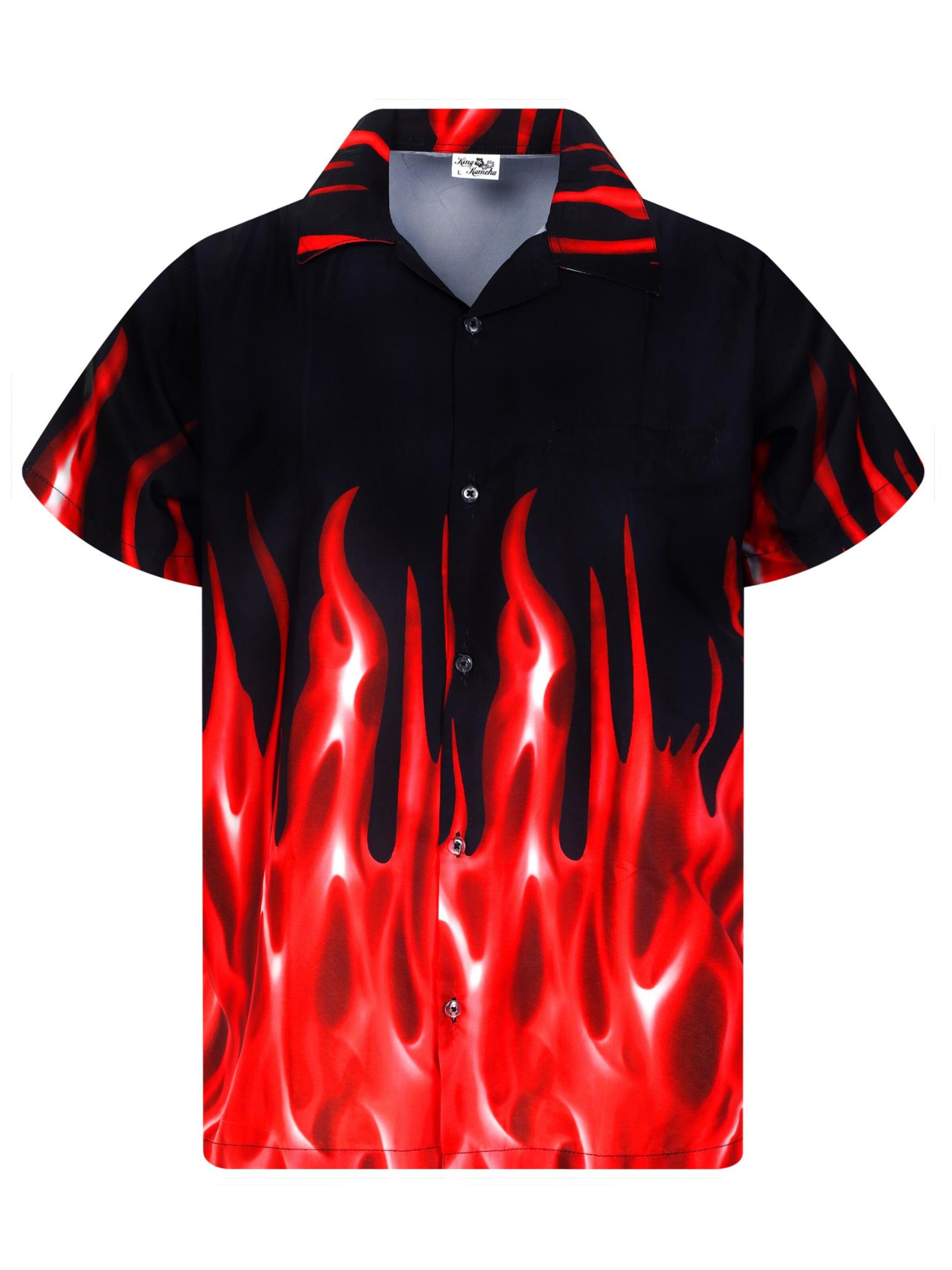 King Kameha Shirt 'Flames' in Red: front