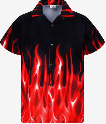 King Kameha Shirt 'Flames' in Rot: Vorderseite