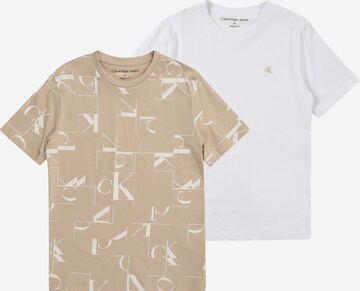 Calvin Klein Jeans T-shirt 'SEASONAL' i beige: framsida