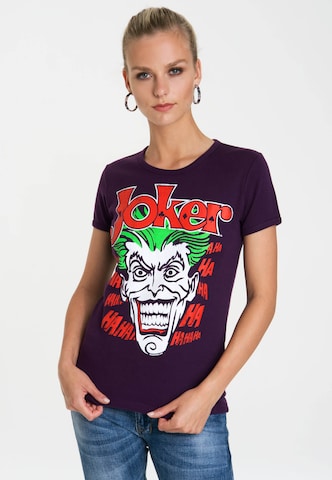 LOGOSHIRT Shirt 'Joker - Batman' in Lila: voorkant