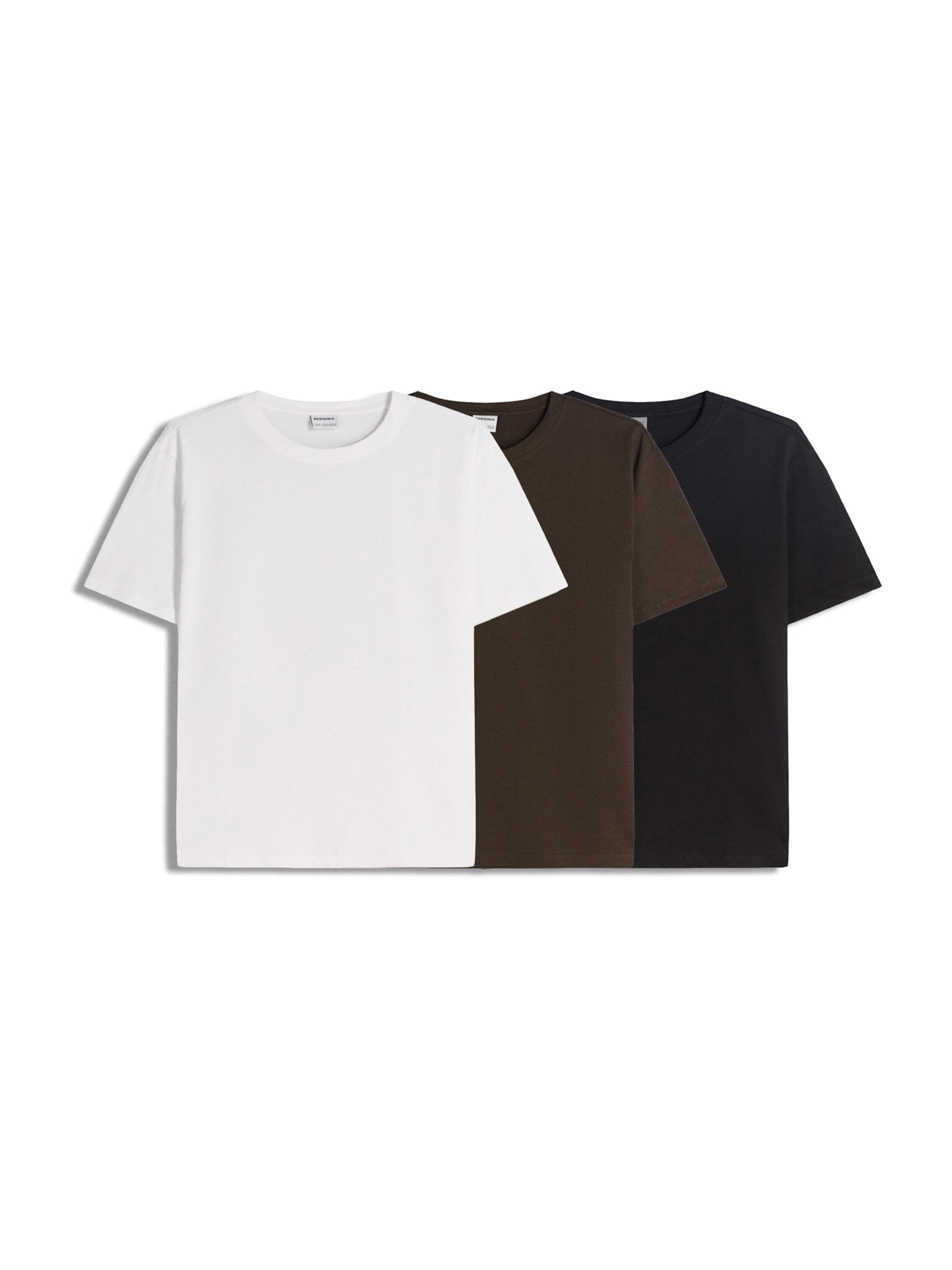 Bershka T-Shirt in oliv / schwarz / weiß, Produktansicht