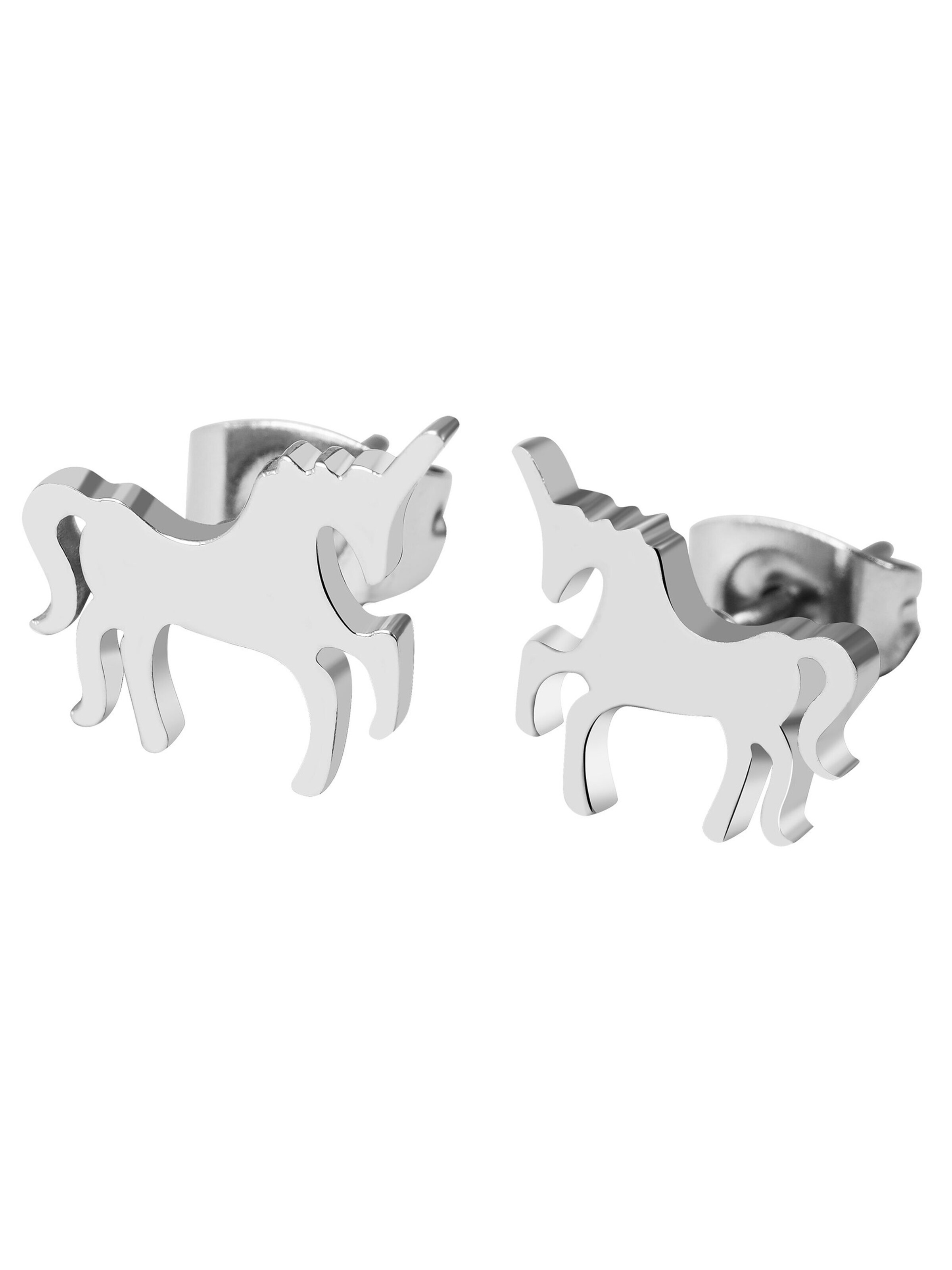 Akzent Earrings 'Edelstahl, Einhorn, 10x10 mm, Magisches Kindergeschenk,' in Silver
