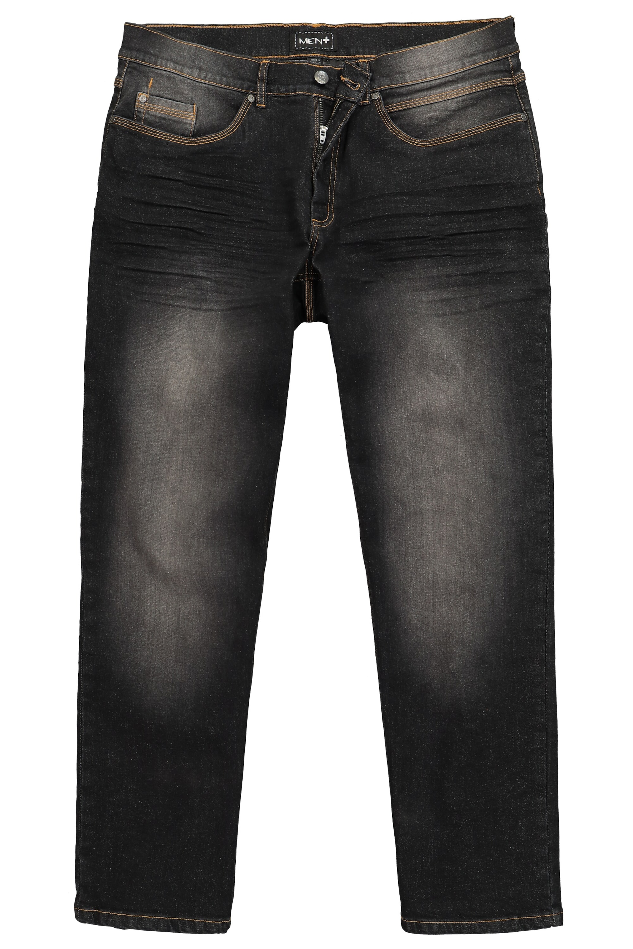 Men Plus Tapered Jeans in Zwart: voorkant