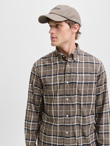 JACK & JONES Средняя посадка Рубашка 'JJECLASSIC' в Коричневый