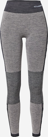 Hummel Skinny Sportbroek in Grijs: voorkant