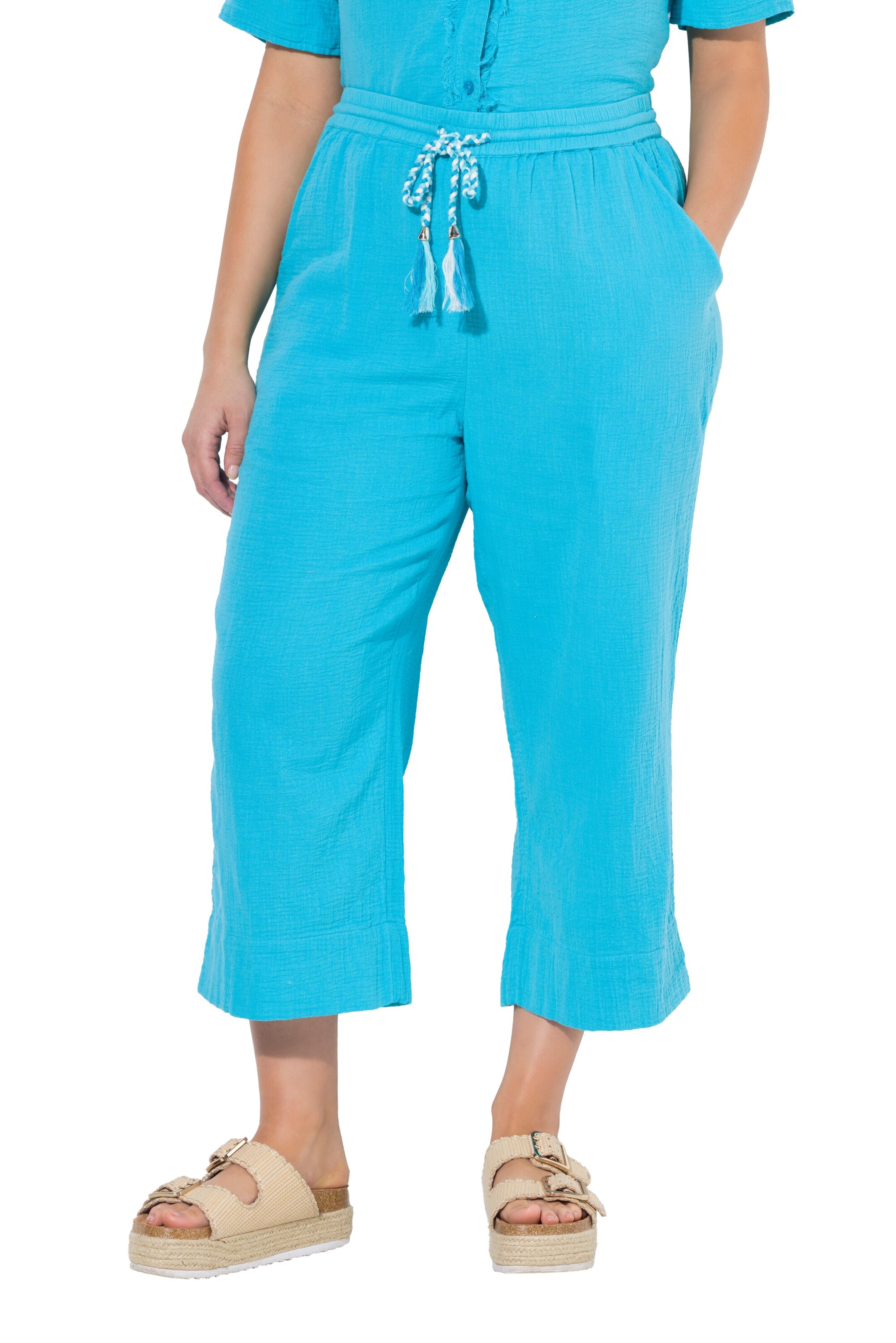 Ulla Popken Loosefit Broek in Blauw: voorkant