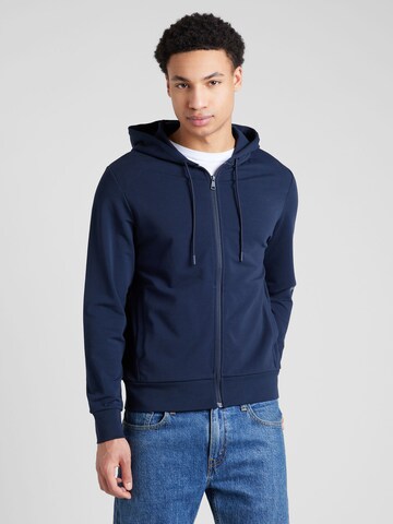 Hackett London Zip-Up Hoodie 'ESSENTIAL' in Blue: front