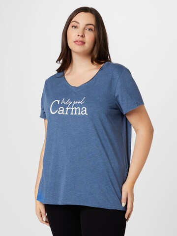 ONLY Carmakoma Тениска 'QUOTE' в синьо: отпред