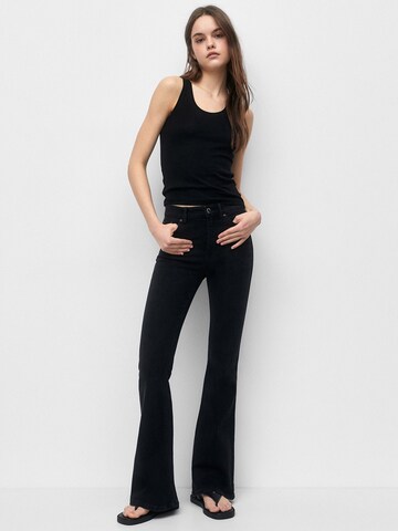 évasé Jean Pull&Bear en noir : devant