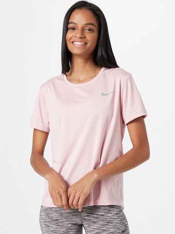 T-shirt fonctionnel 'Miler' NIKE en rose : devant