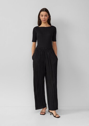 QS Wide Leg Hose in Schwarz